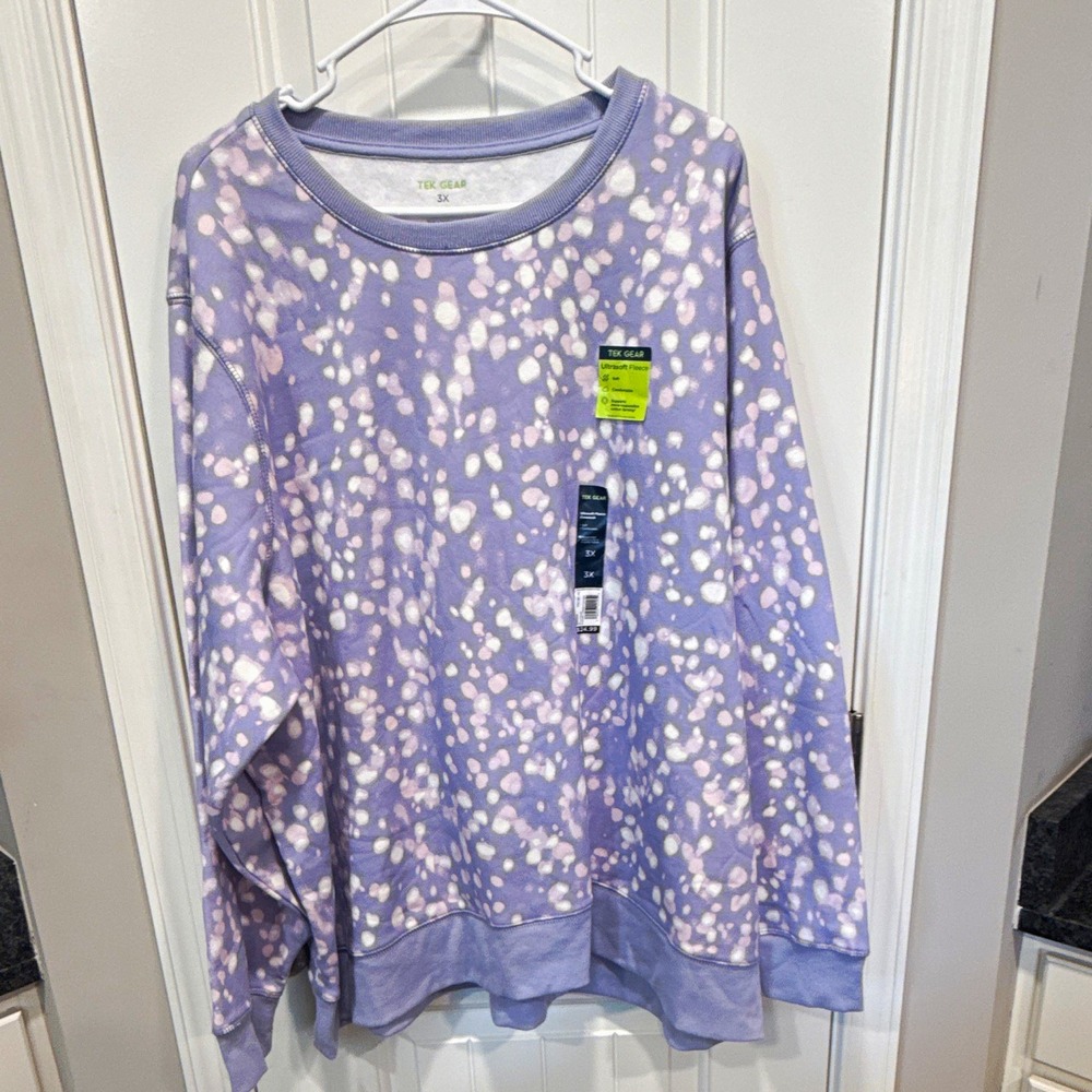 Tek Gear Ultrasoft Fleece Women's 3X Crewneck Fleece Lined Pullover Purple NWT